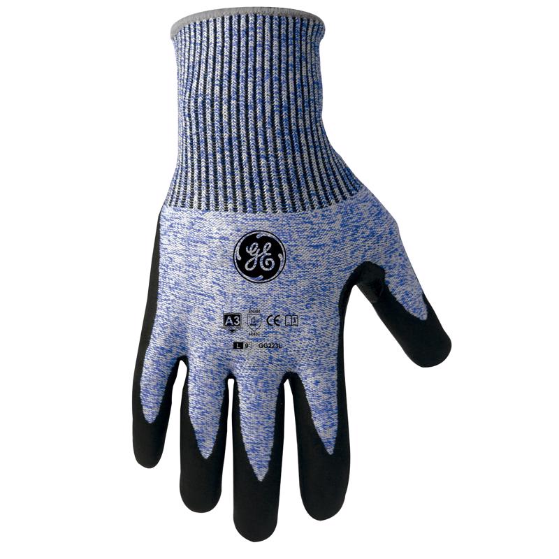 GENERAL ELECTRIC - General Electric Unisex Dipped Gloves Black/Blue L 1 pair [GG223LC]
