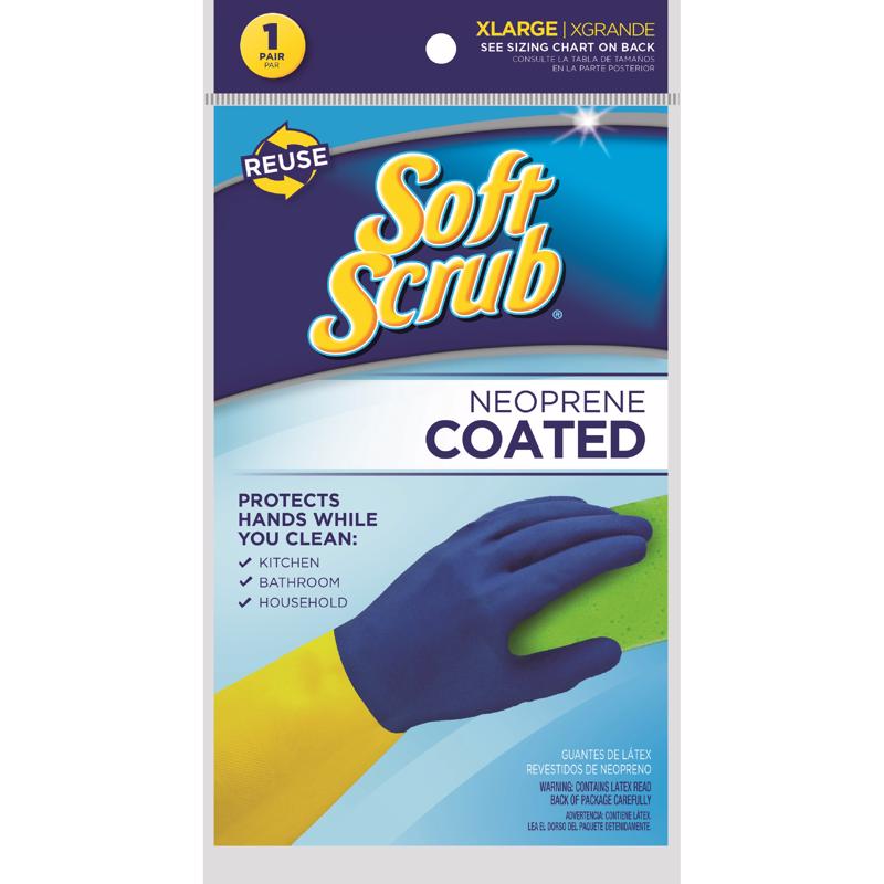 SOFT SCRUB - Soft Scrub Latex/Neoprene Cleaning Gloves XL Blue/Yellow 1 pk