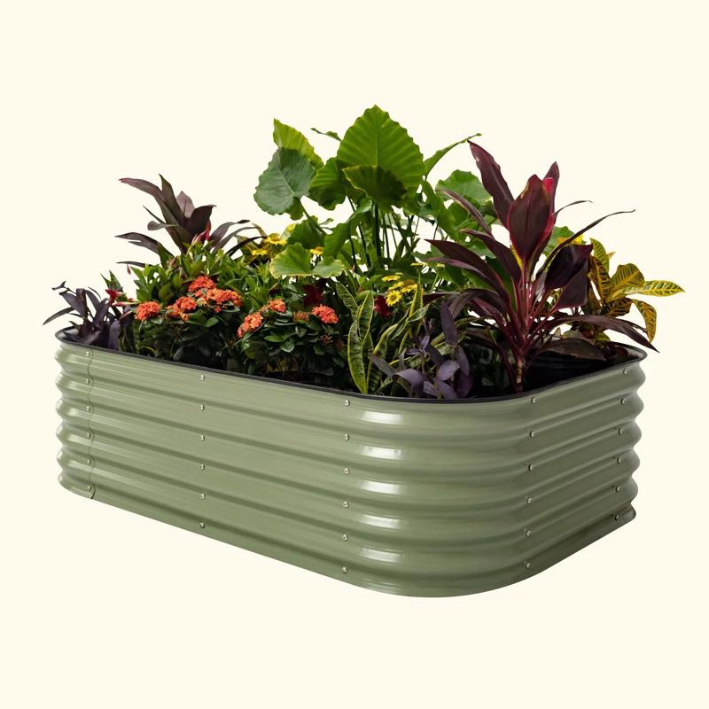 VEGO GARDEN - Vego Garden 17 in. H X 78 in. W X 24 in. D Metal Modular Raised Garden Bed Olive