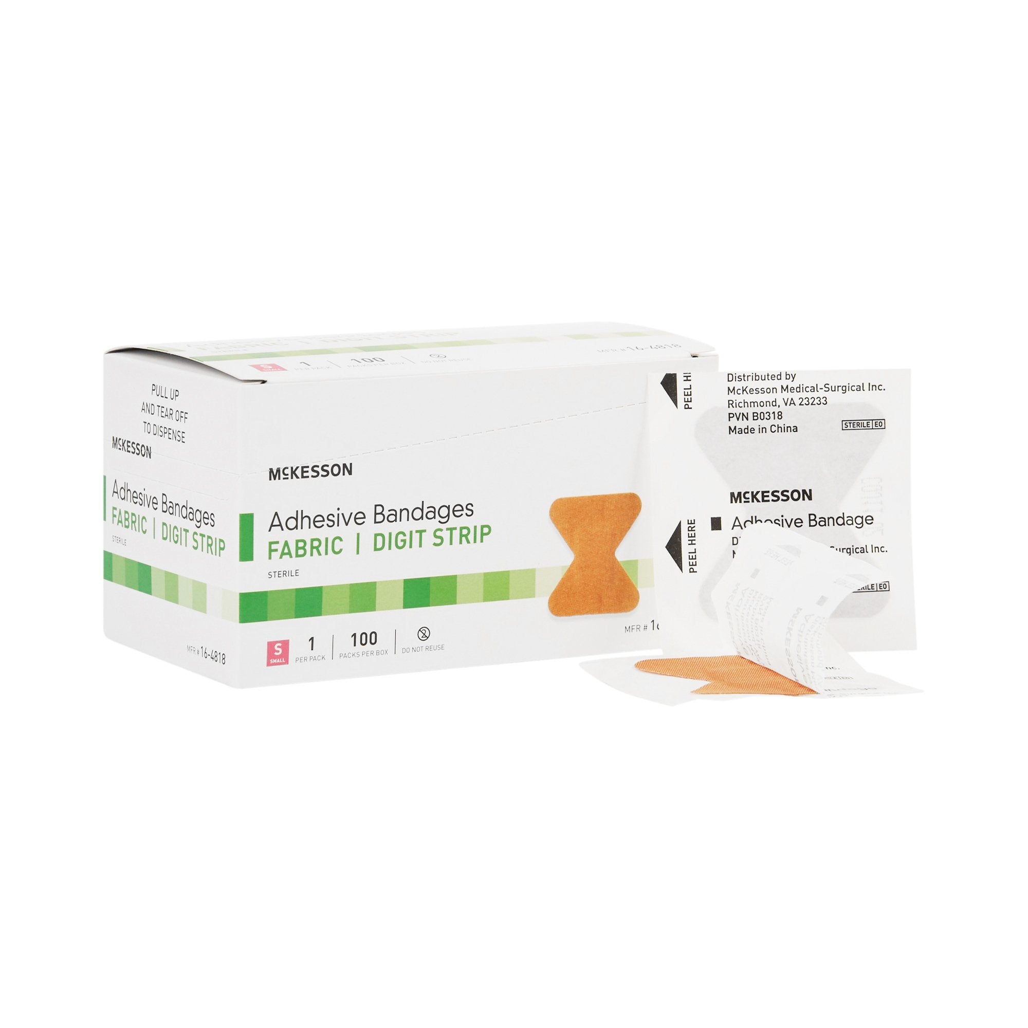 McKesson Brand - Adhesive Strip McKesson 1.7 X 2 Inch Fabric Fingertip Tan Sterile [100/BX]