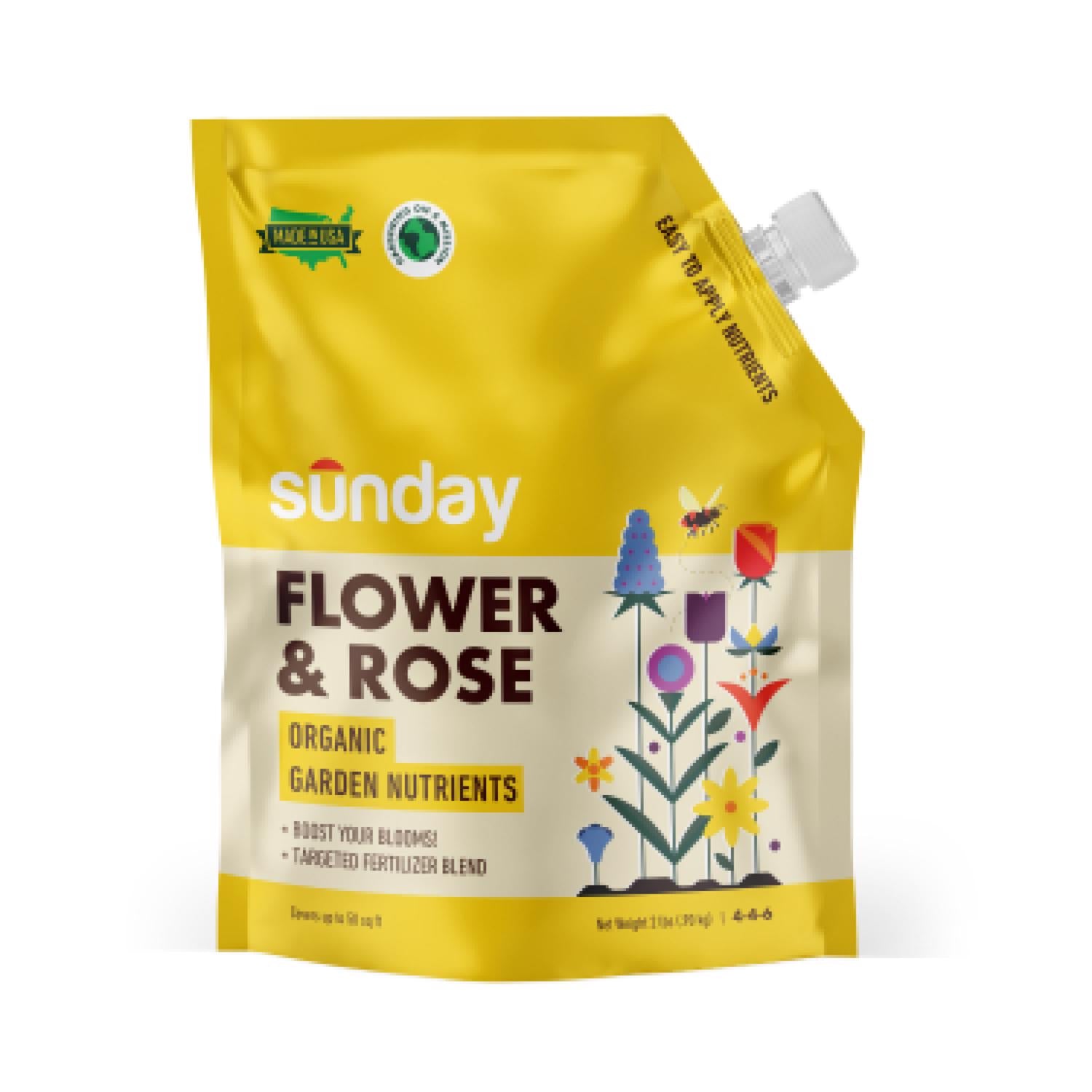Sunday Organic Rose 4-4-6 Plant Fertilizer 2 lb - Case of 6