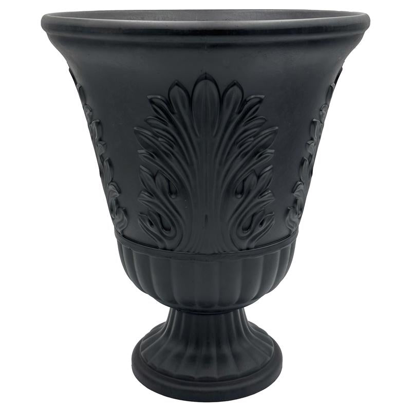 CLASSIC HOME & GARDEN - Classic Home & Garden 19 in. H X 16 in. D Plastic Larissa Urn Planter Black