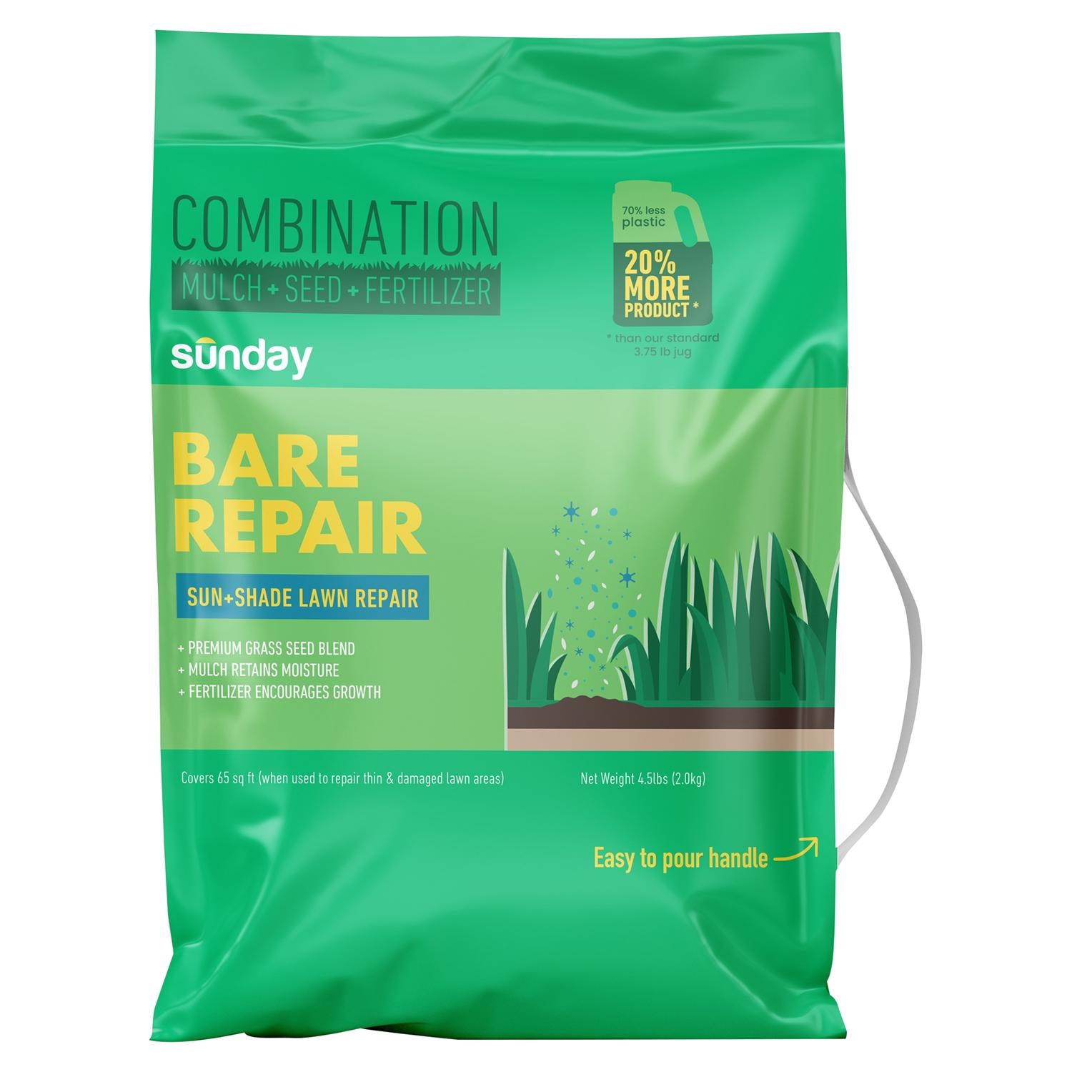 Sunday Bare Repair Tall Fescue Grass Sun or Shade Fertilizer/Mulch/Seed 4.5 lb. capacity - Case of 4