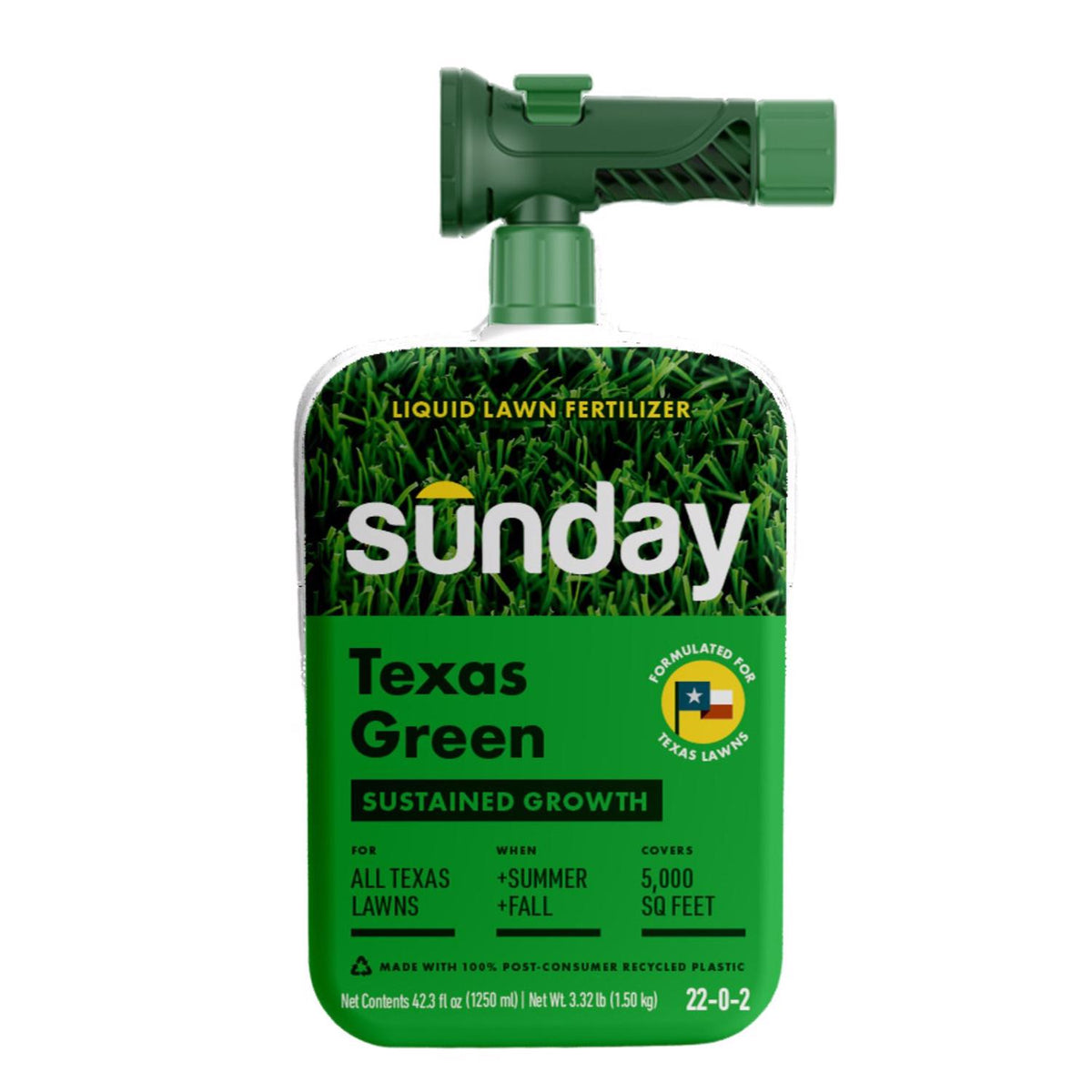 Sunday Texas Green All-Purpose Lawn Fertilizer For All Grasses 5000 sq ft - Case of 4