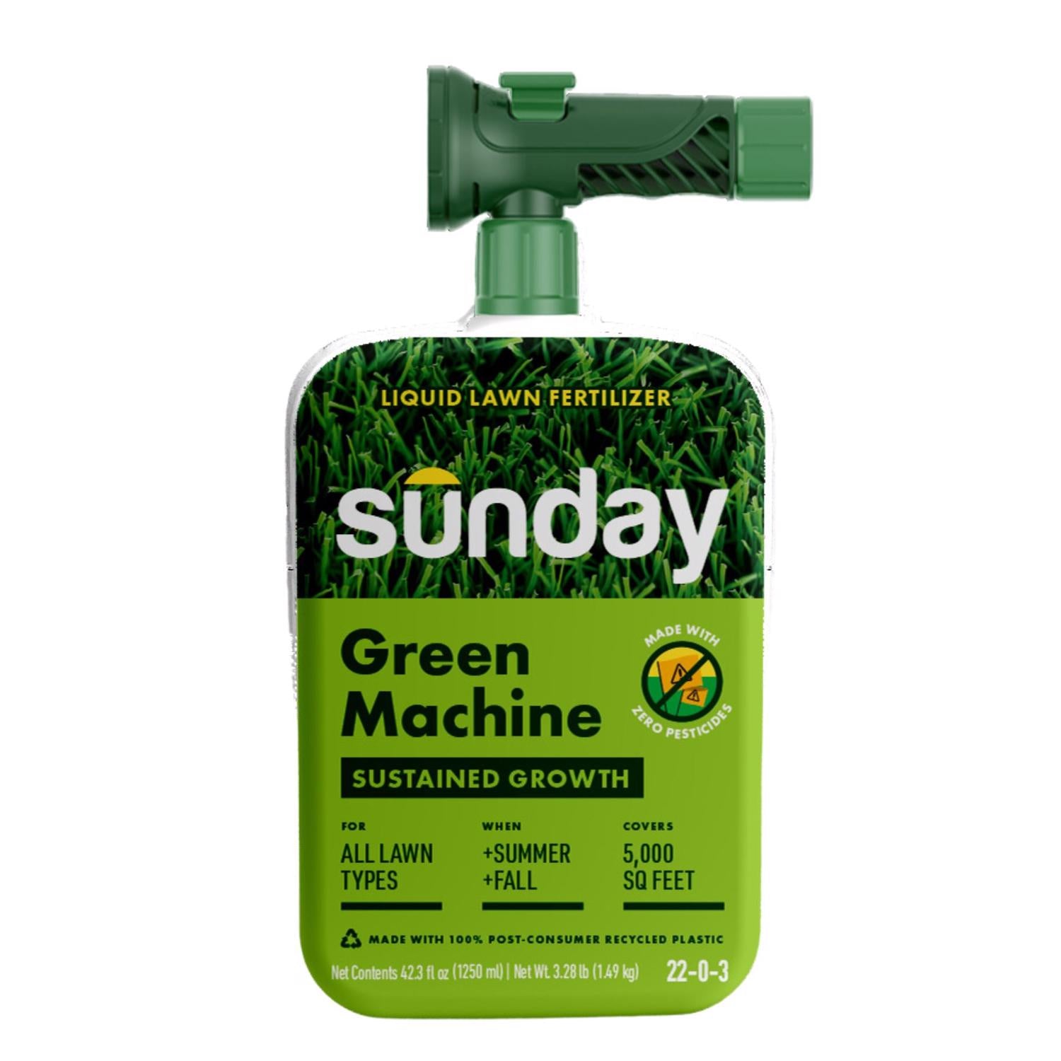 Sunday Green Machine All-Purpose Lawn Fertilizer For All Grasses 5000 sq ft - Case of 4