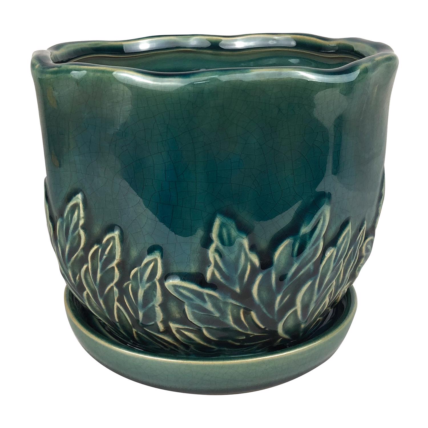 Border Concepts 6.25 in. H X 7.25 in. W Ceramic Sofia Planter Turquoise - Case of 4