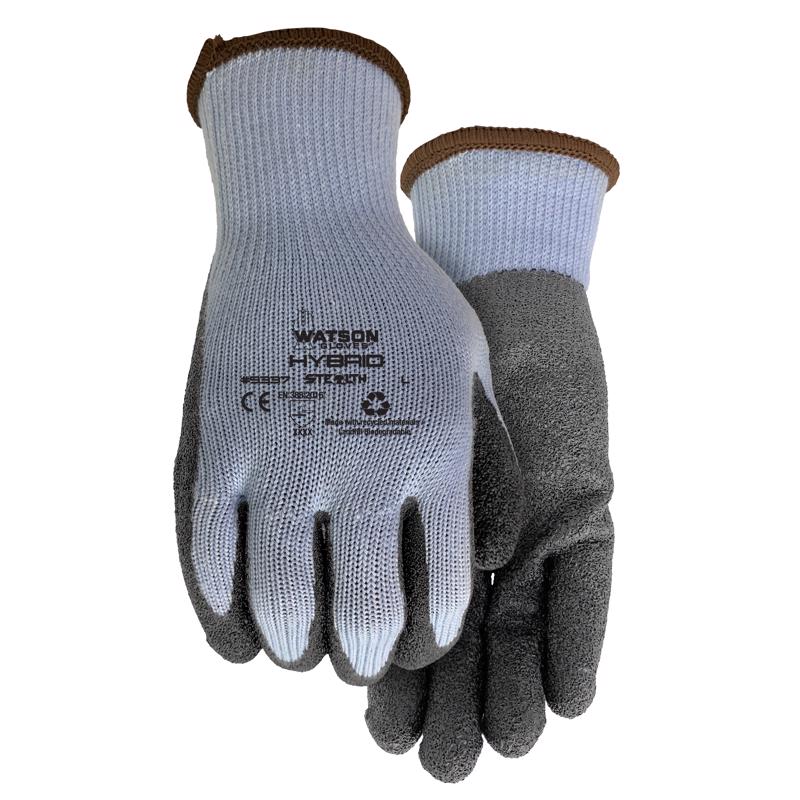 WATSON GLOVES - Watson Gloves Hybrid L Polyester Stealth Hybrid Gray Dipped Gloves