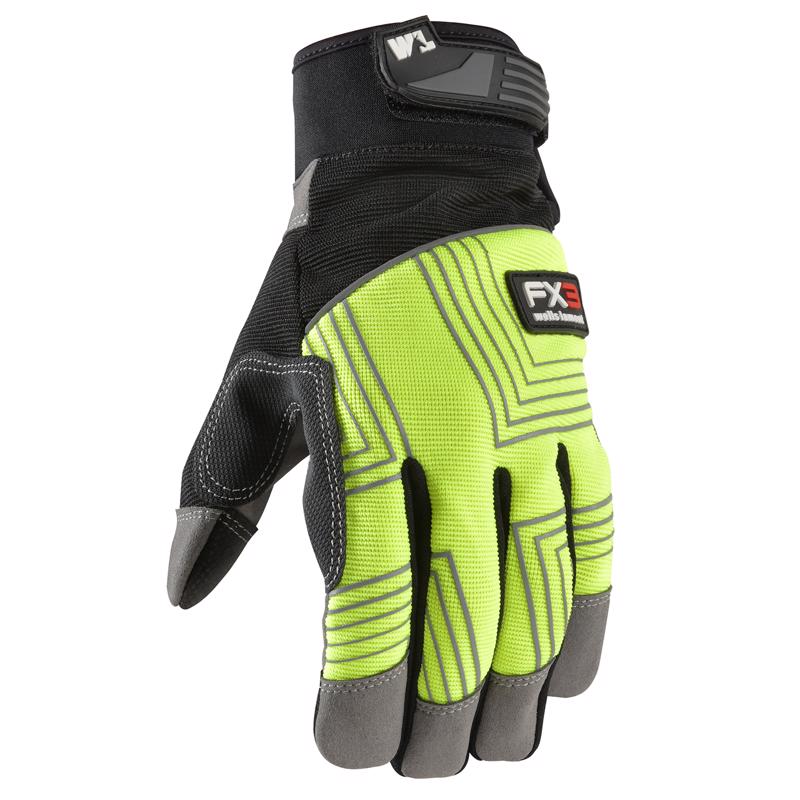 WELLS LAMONT - Wells Lamont FX3 Men's Indoor/Outdoor Hi-Viz Work Gloves Black/Yellow M 1 pair