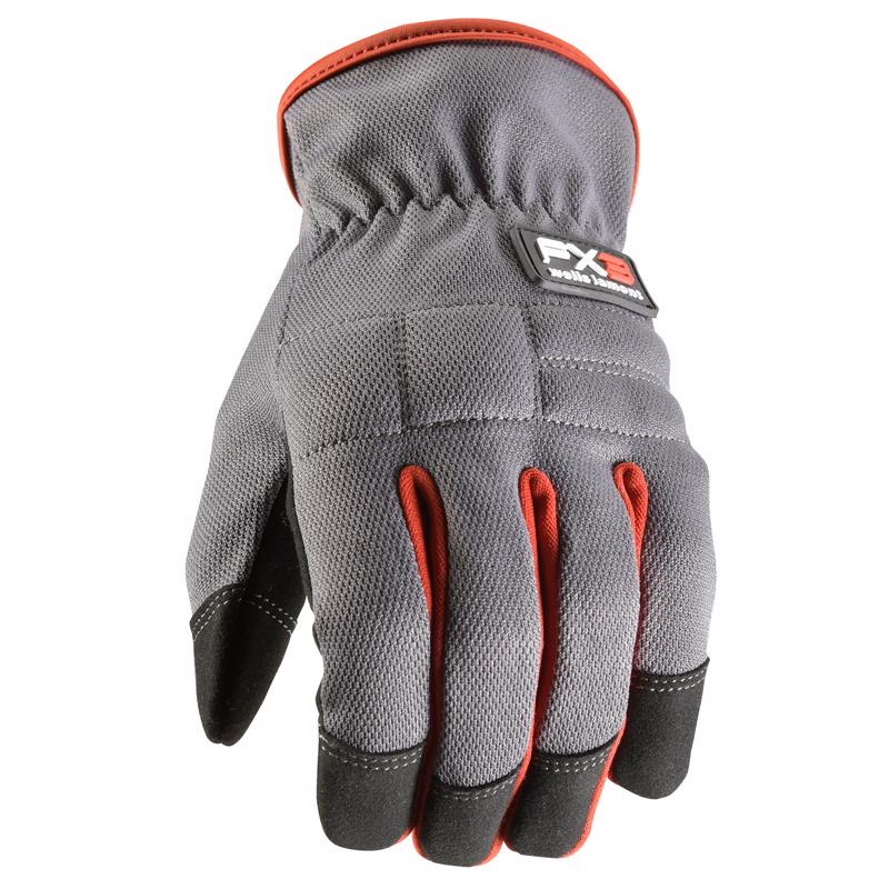 WELLS LAMONT - Wells Lamont FX3 Men's Indoor/Outdoor Work Gloves Gray/Red XL 1 pair