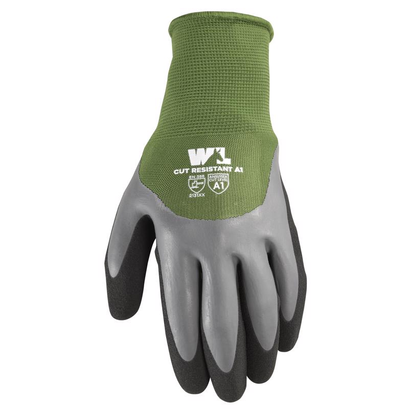 WELLS LAMONT - Wells Lamont Men's Indoor/Outdoor Latex Palm Dipped Gloves Gray/Green L 1 pair