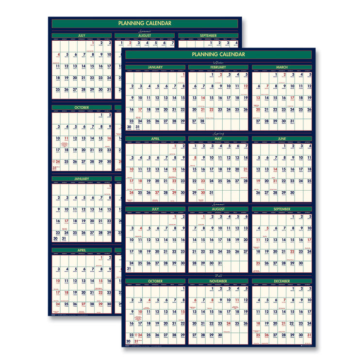 House of Doolittle - Four Seasons Business/Academic Recycled Wall Calendar, 24 x 37, 12-Month (July-June): 2023-2024, 12-Month (Jan to Dec): 2024