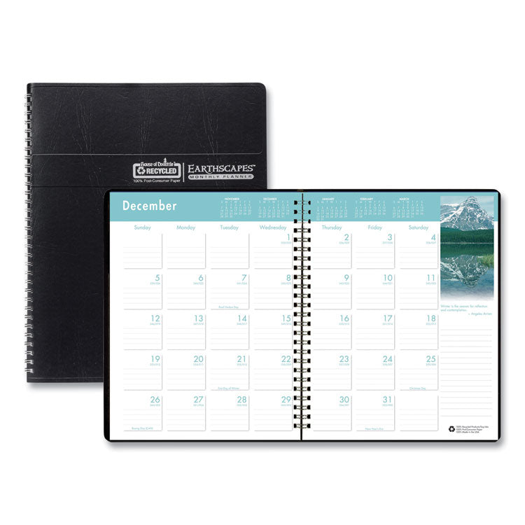 House of Doolittle - Earthscapes Recycled Ruled Monthly Planner, Landscapes Color Photos, 11 x 8.5, Black Cover, 14-Month (Dec-Jan): 2023-2025