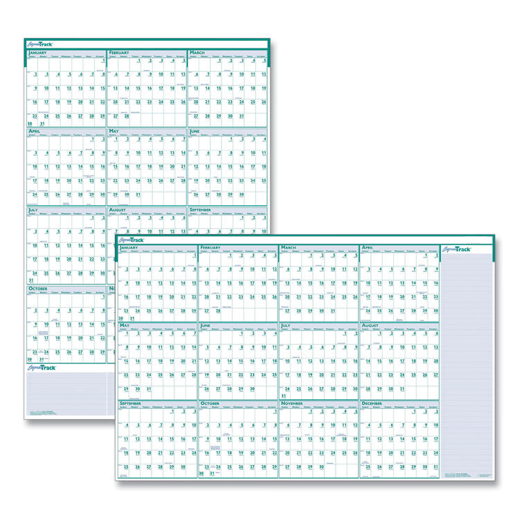 House of Doolittle - Express Track Recycled Reversible/Erasable Yearly Wall Calendar, 24 x 37, White/Teal Sheets, 12-Month (Jan to Dec): 2024