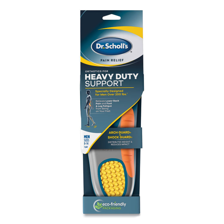 Dr. Scholl's - Pain Relief Orthotic Heavy Duty Support Insoles, Men Sizes 8 to 14, Gray/Blue/Orange/Yellow, Pair