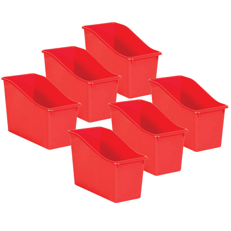 TEACHER CREATED RESOURCES - Red Plastic Book Bin, Pack of 6