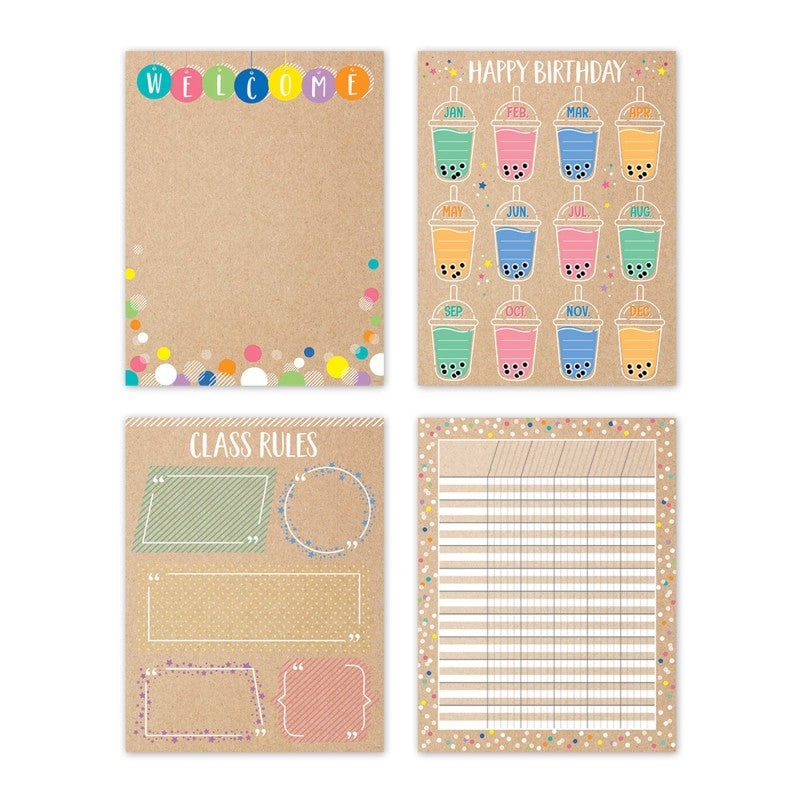CREATIVE TEACHING PRESS - Krafty Pop Classroom Essentials 4-Chart Pack Chart