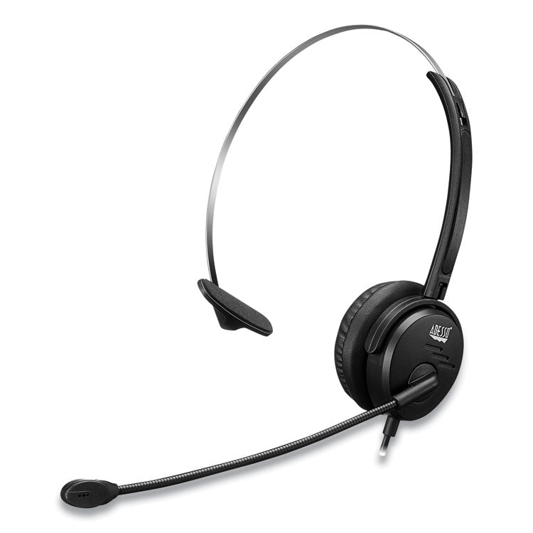 Adesso - Xtream P1 Monaural Over the Head Headset with Microphone, Black