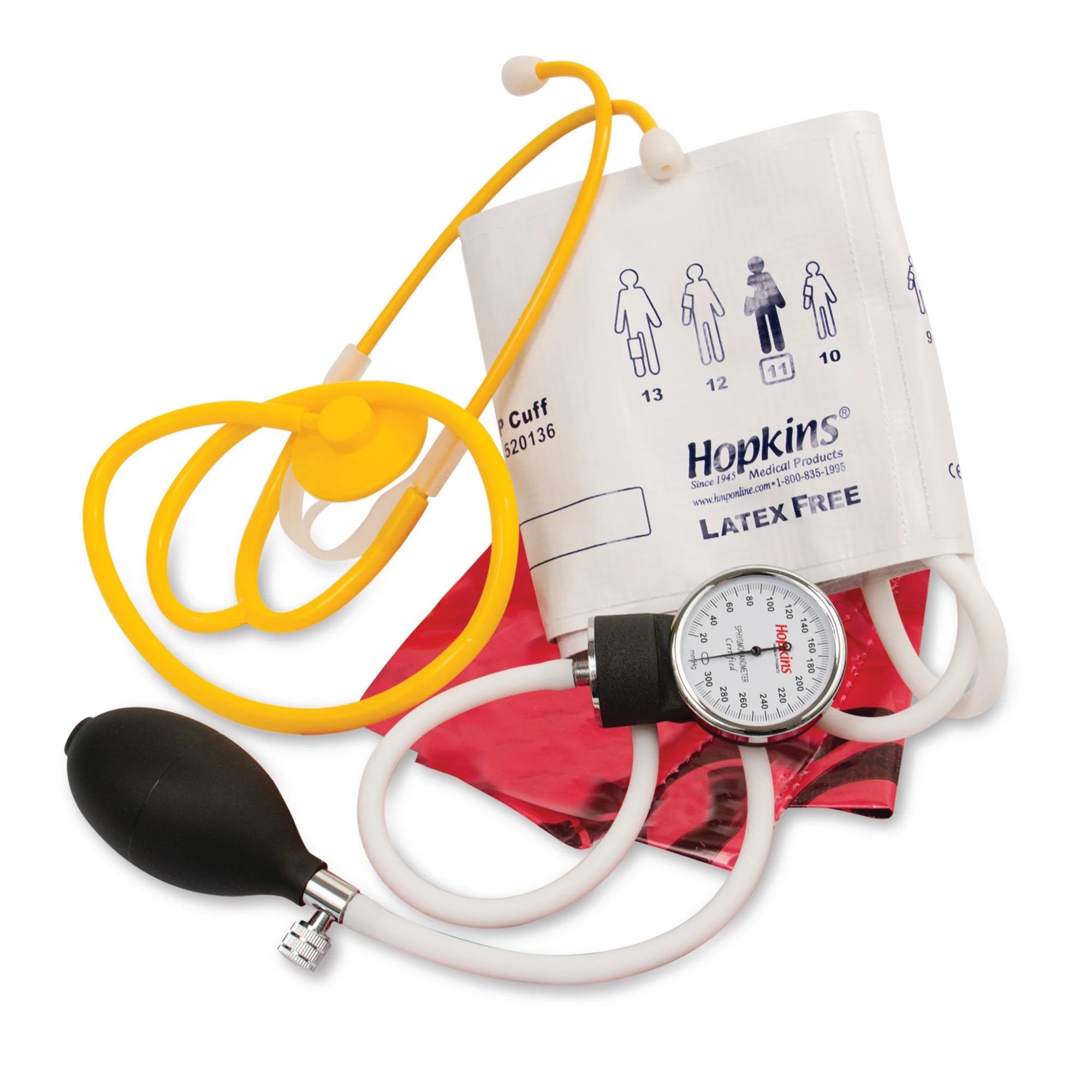 Hopkins Medical Products - Single Patient Use Vital Signs Kit with thermometer Hopkins® 31 to 40 cm Large Adult Cuff Single Head Disposable Stethoscope Pocket Aneroid [1/EA]