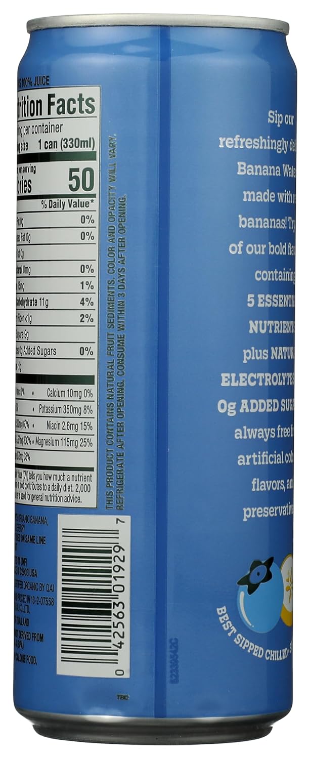 Woodstock Organic Banana Water with Blueberry- 11.2 fl oz - Case of 12