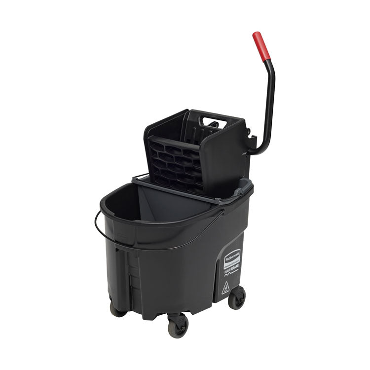 Rubbermaid Commercial - WaveBrake 2.0 Bucket/Wringer Combos, Side-Press, 35 qt, Plastic, Black