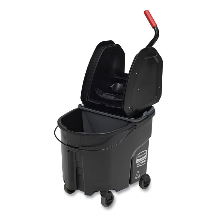 Rubbermaid Commercial - WaveBrake 2.0 Bucket/Wringer Combos, Down-Press, 35 qt, Plastic, Black