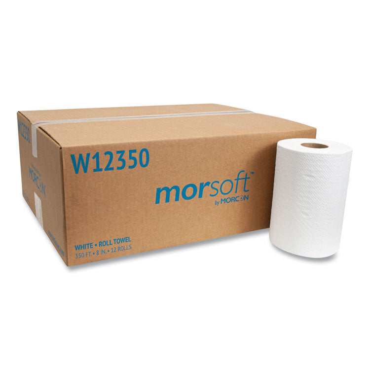 Morcon Tissue - Morsoft Universal Roll Towels, 8" x 350 ft, White, 12 Rolls/Carton