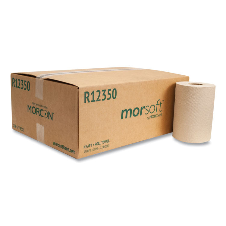 Morcon Tissue - Morsoft Universal Roll Towels, 8" x 350 ft, Brown, 12 Rolls/Carton
