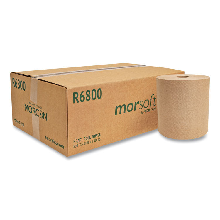 Morcon Tissue - Morsoft Universal Roll Towels, 8" x 800 ft, Brown, 6 Rolls/Carton