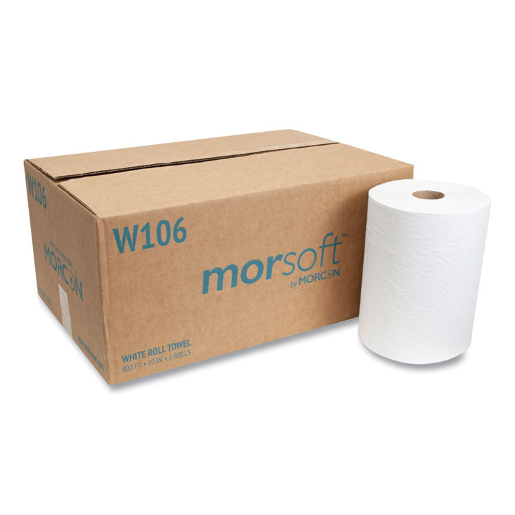 Morcon Tissue - 10 Inch Roll Towels, 1-Ply, 10" x 800 ft, White, 6 Rolls/Carton