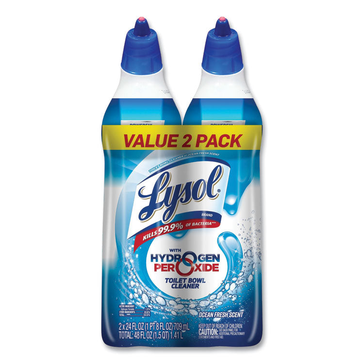LYSOL Brand - Toilet Bowl Cleaner with Hydrogen Peroxide, Ocean Fresh, 24 oz Angle Neck Bottle, 2/Pack, 4 Packs/Carton