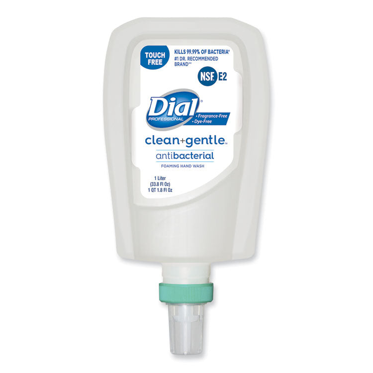 Dial Professional - Clean+Gentle Antibacterial Foaming Hand Wash Refill for FIT Touch Free Dispenser, Fragrance Free, 1 L, 3/Carton
