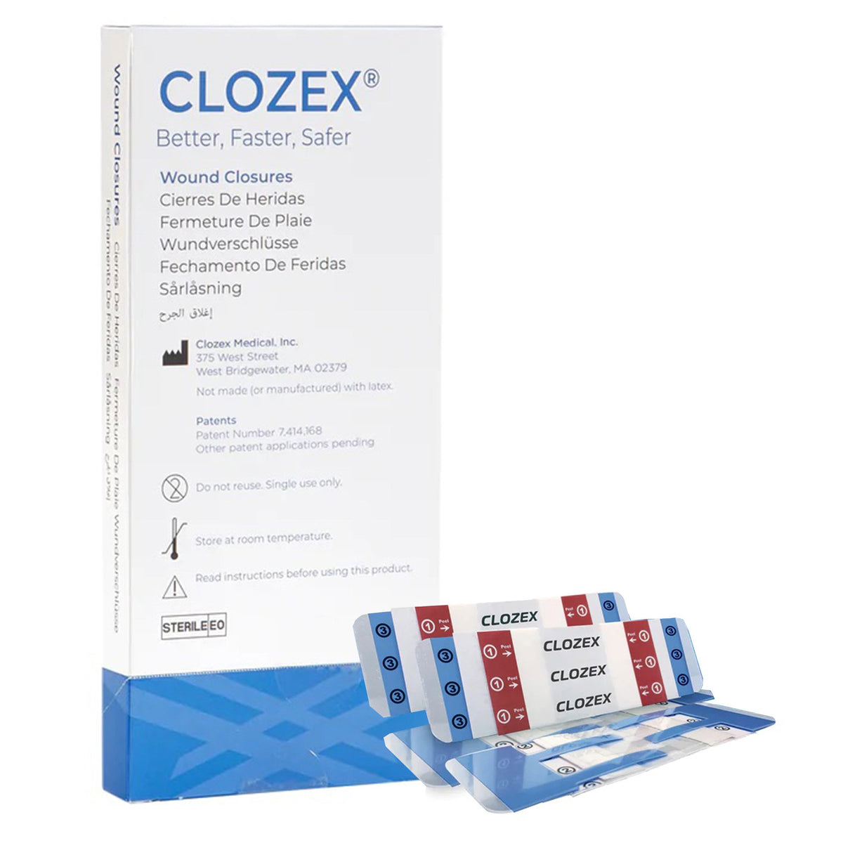 Clozex Medical Inc - Skin Closure Device Clozex® 1-1/2 X 1-3/8 Inch Polyurethane, Polyester, Medical Grade Acrylic Interlaced Closure Strip Clear [10/BX]