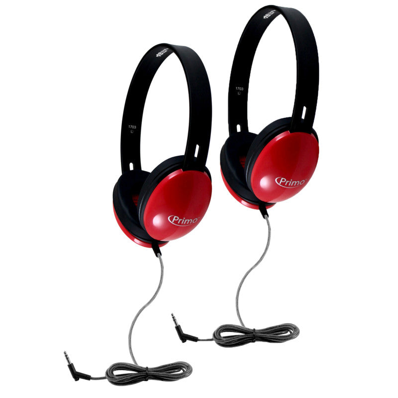HAMILTONBUHL - Primo Stereo Headphones, Red, Pack of 2