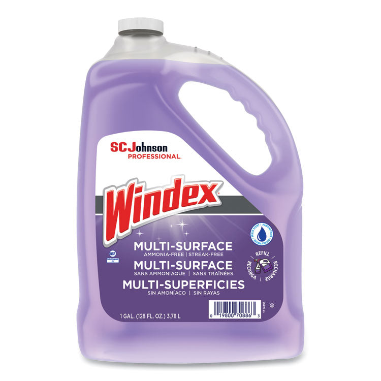 Windex - Non-Ammoniated Glass/Multi Surface Cleaner, Pleasant Scent, 128 oz Bottle, 4/CT
