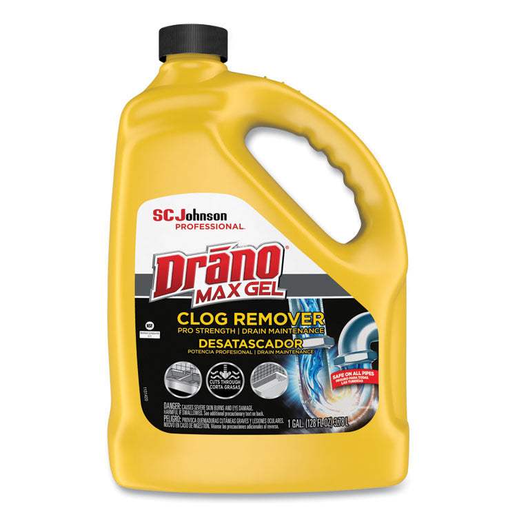 Drano - Max Gel Clog Remover, Bleach Scent, 128 oz Bottle