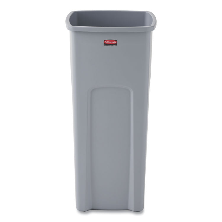 Rubbermaid Commercial - Untouchable Square Waste Receptacle, 23 gal, Plastic, Gray