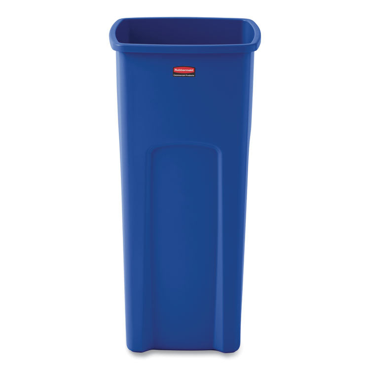 Rubbermaid Commercial - Untouchable Square Waste Receptacle, 23 gal, Plastic, Blue