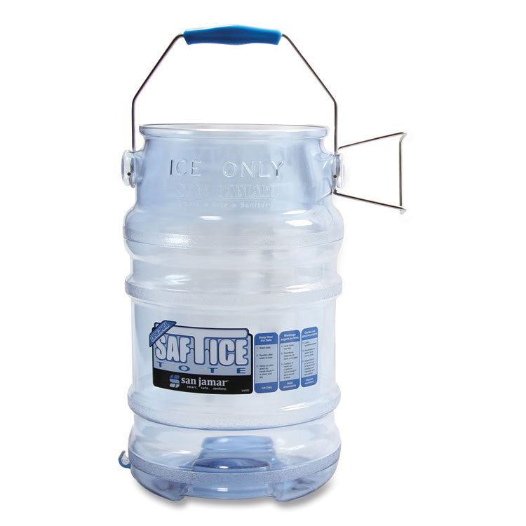 San Jamar - Saf-T-Ice Tote, 6 gal, Transparent Blue