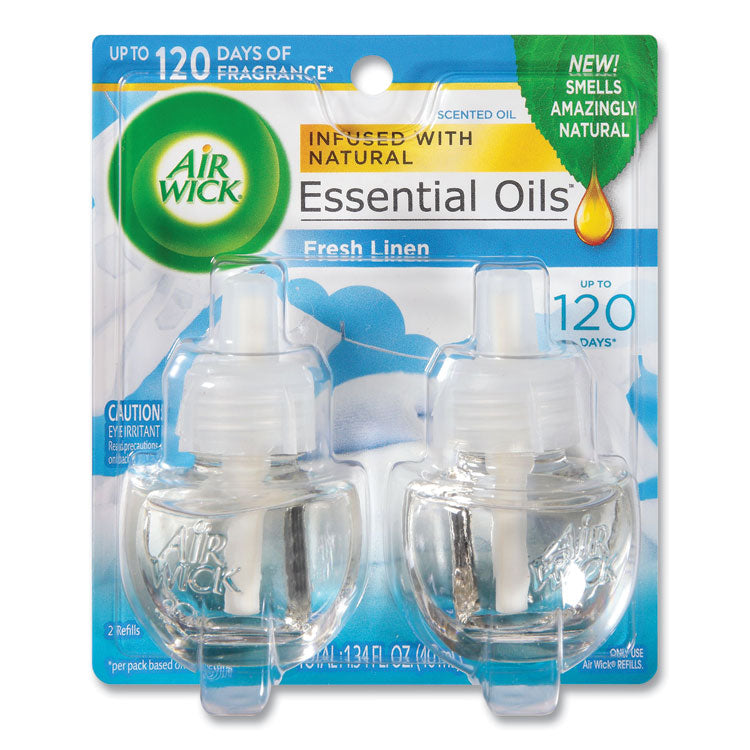 Air Wick - Scented Oil Twin Refill, Fresh Linen, 0.67 oz, 2/Pack, 6/Carton