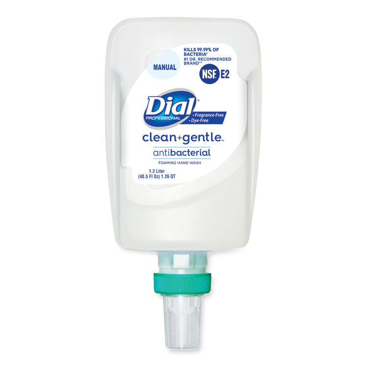 Dial Professional - Clean+Gentle Antibacterial Foaming Hand Wash Refill for FIT Manual Dispenser, Fragrance Free, 1.2 L, 3/Carton