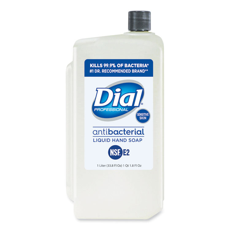 Dial Professional - Antibacterial Liquid Hand Soap for Sensitive Skin Refill for 1 L Liquid Dispenser, Floral, 1 L, 8/Carton