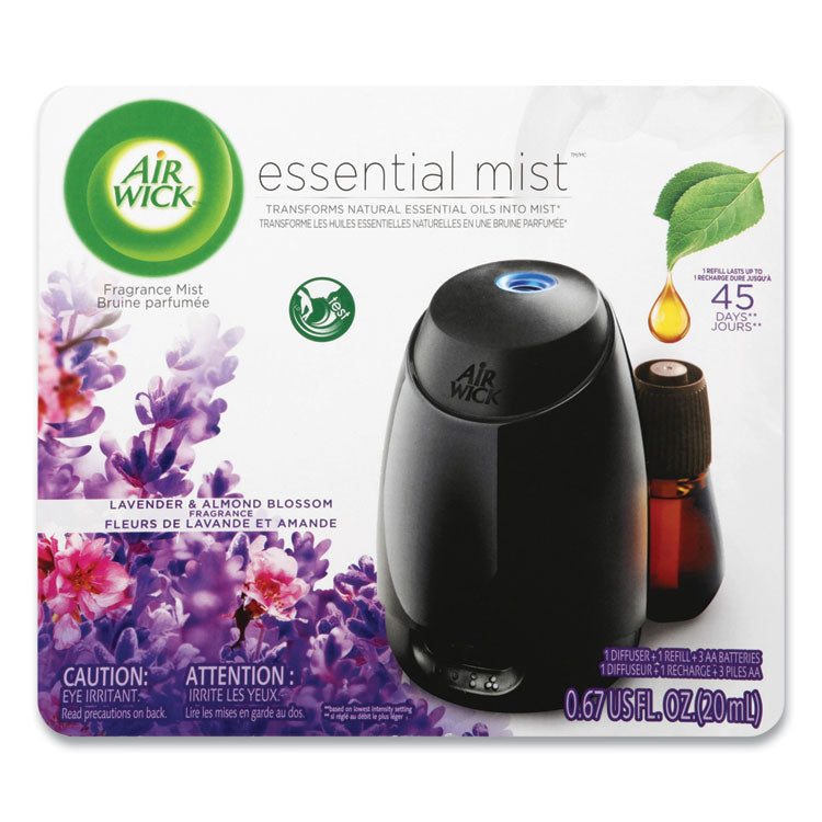 Air Wick - Essential Mist Starter Kit, Lavender and Almond Blossom, 0.67 oz Bottle