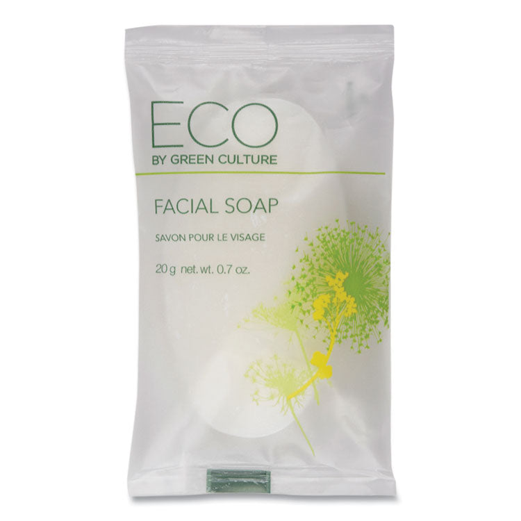 Eco By Green Culture - Facial Soap Bar, Clean Scent, 0.71 oz Pack, 500/Carton