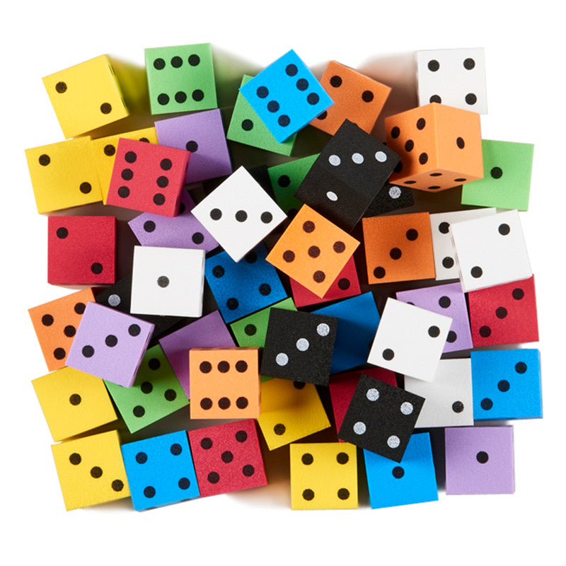 KOPLOW GAMES - Foam Spot Dice, 1", Assorted Colors, Bag of 50