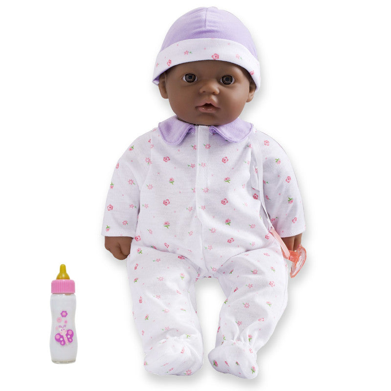 JC TOYS - La Baby Soft 16" Baby Doll, Purple with Pacifier, African-American