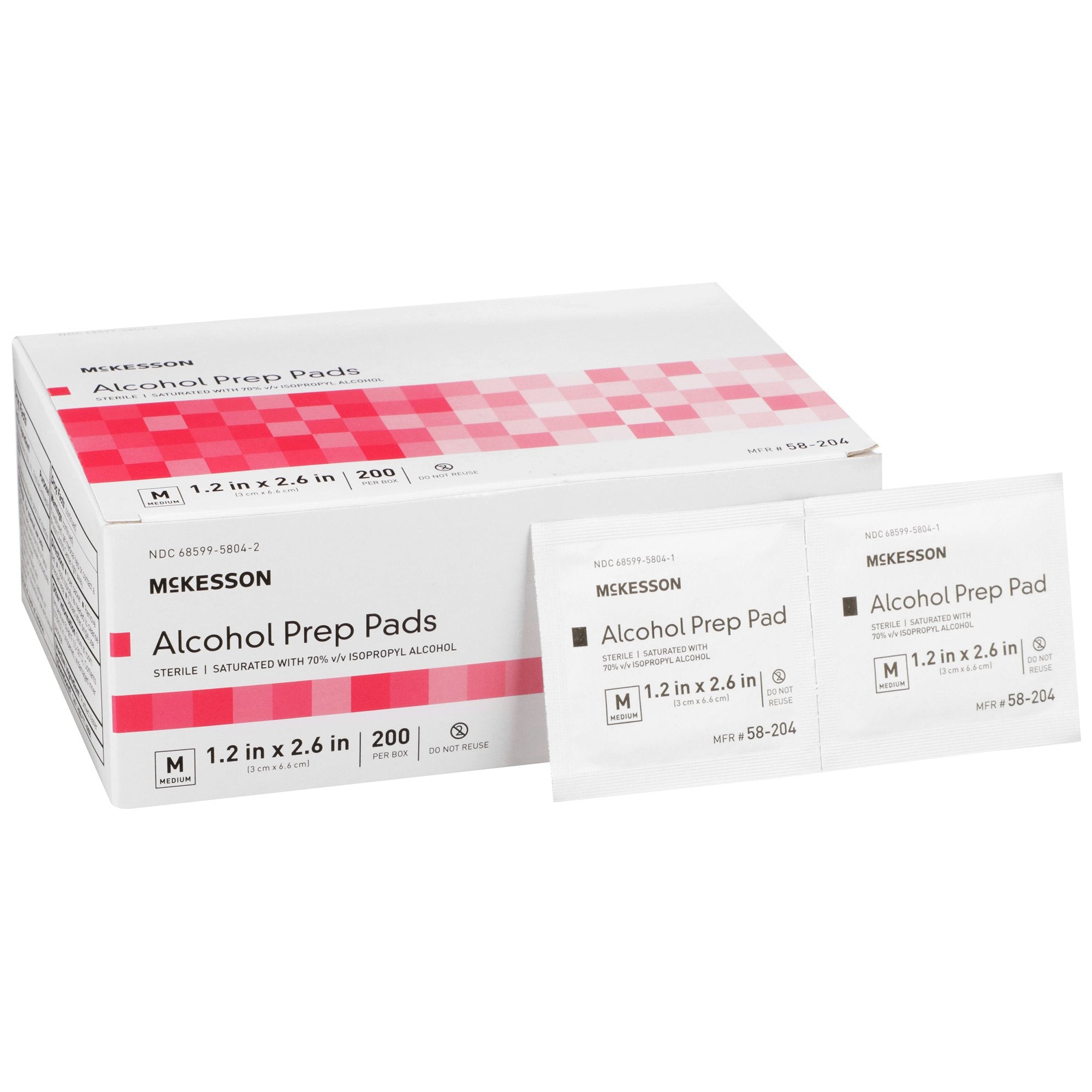 McKesson Brand - Alcohol Prep Pad McKesson 70% Strength Isopropyl Alcohol Individual Packet Medium Sterile [200/BX]