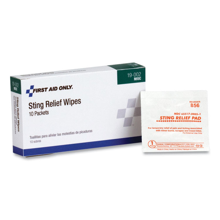 PhysiciansCare by First Aid Only - First Aid Sting Relief Pads, 10/Box