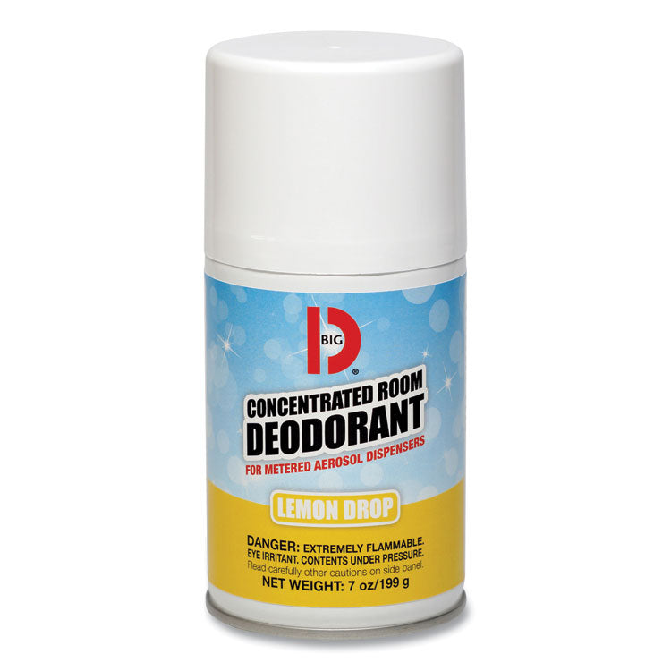 Big D Industries - Metered Concentrated Room Deodorant, Lemon Scent, 7 oz Aerosol Spray, 12/Carton