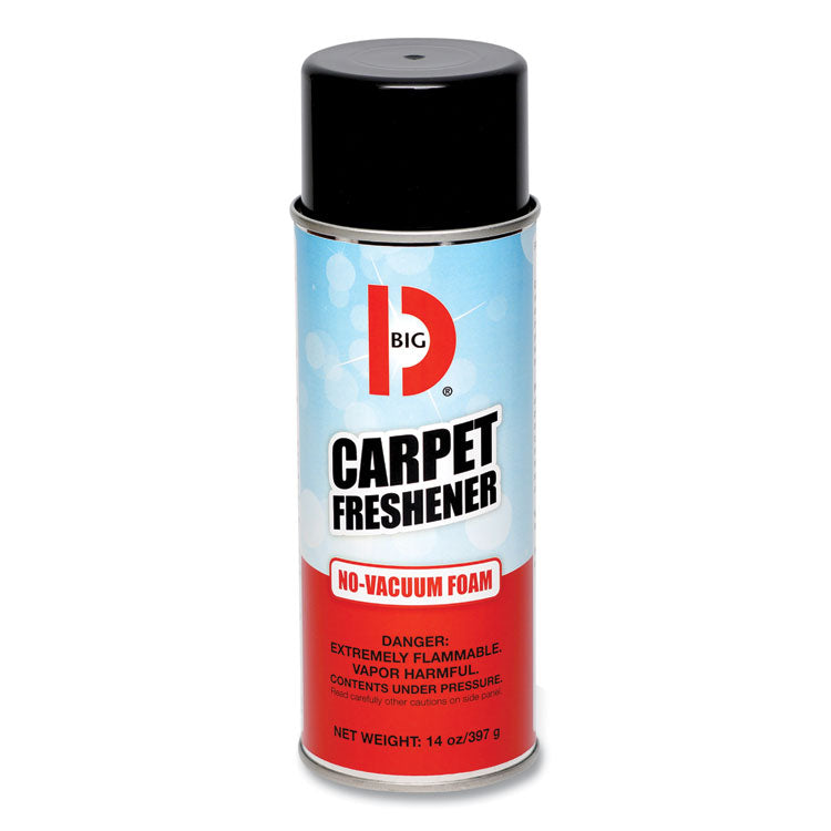 Big D Industries - No-Vacuum Carpet Freshener, Fresh Scent, 14 oz Aerosol Spray, 12/Carton