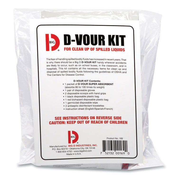 Big D Industries - D'vour Clean-up Kit, Powder, All Inclusive Kit, 6/Carton